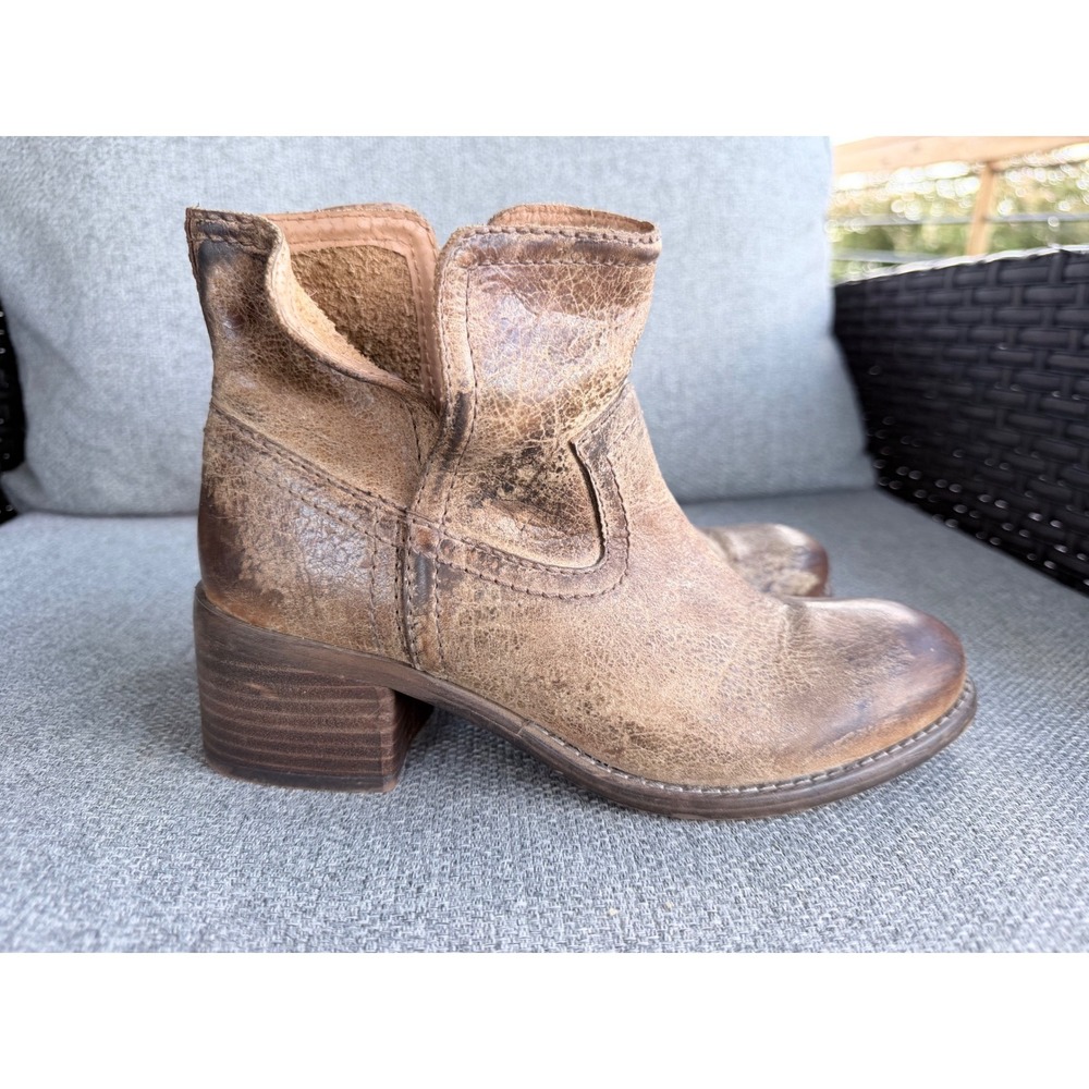 Diba True Distressed Leather Ankle Boots Women Size 9 Brown Fair Western Boho